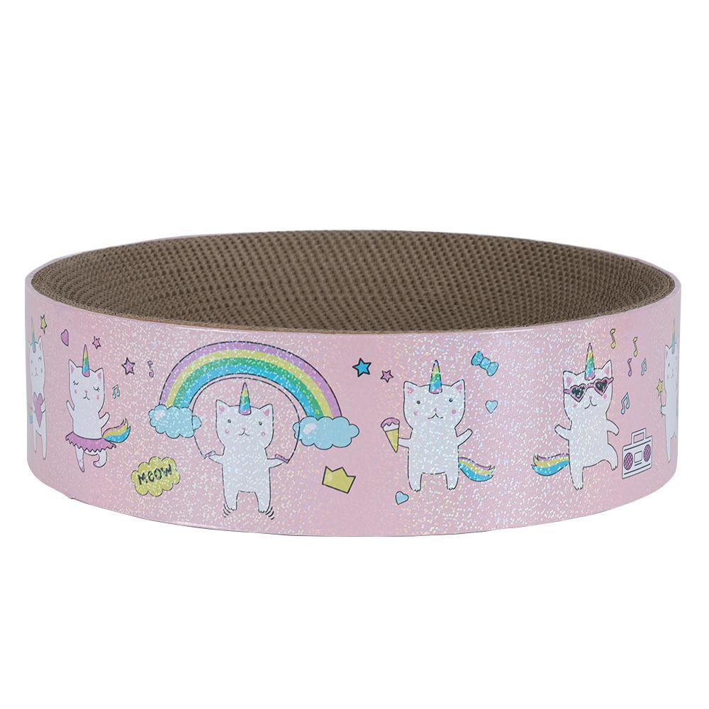 Christmas Three Color Round High Density Corrugated Paper Cat Scratcher Cat Bed Pet Supply