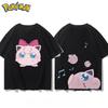 MINISO Pokémon Tryckt T-shirt Fram och Bak Ny för Herr och Dam Harajuku Lös Casual Mångsidig Kortärmad Topp Kläder