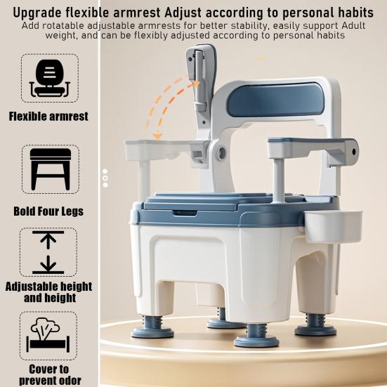 Bedside Commode, Adult Portable Toilet, Toilet Chair Seat with Handles, Height Adjustable Mobile Portable Toilet, Adult Potty Chair Load 882lb for