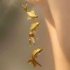 New Chinese Gold Koi Earrings, Retro National Style Three-dimensional Goldfish Fringed Long Cheongsam Horse Face Skirt Earrings Accessories