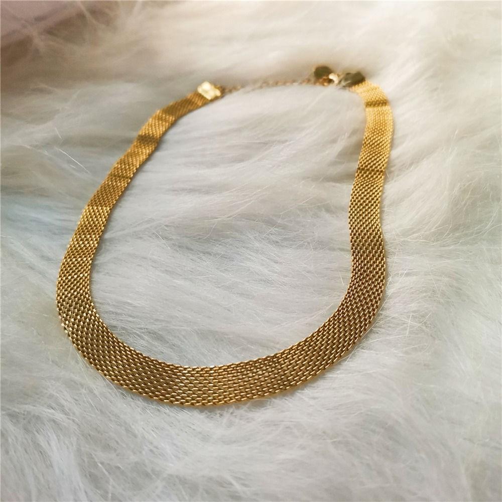 316L Stainless Steel New Fashion Fine  Hip-hop Gold Color 8MM Width Snake Bone Chain Geometric Necklaces For