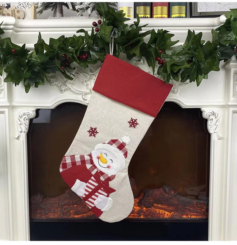 Customized Large Christmas Stocking Santa Snowman Candy Gift Socks Tree Ornament Decorations for Family Holiday Xmas Party Decor