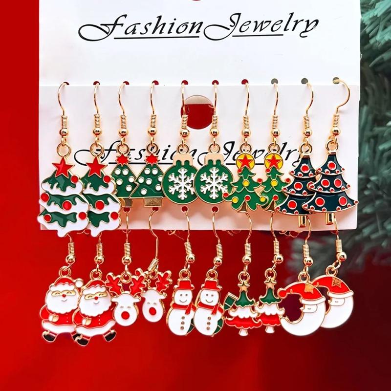 Xiaomi 20PCS/10PCS Women Fashion Christmas Pendant Earring Cute Snowman Santa Claus Christmas Tree Earrings Christmas Jewelry Gifts