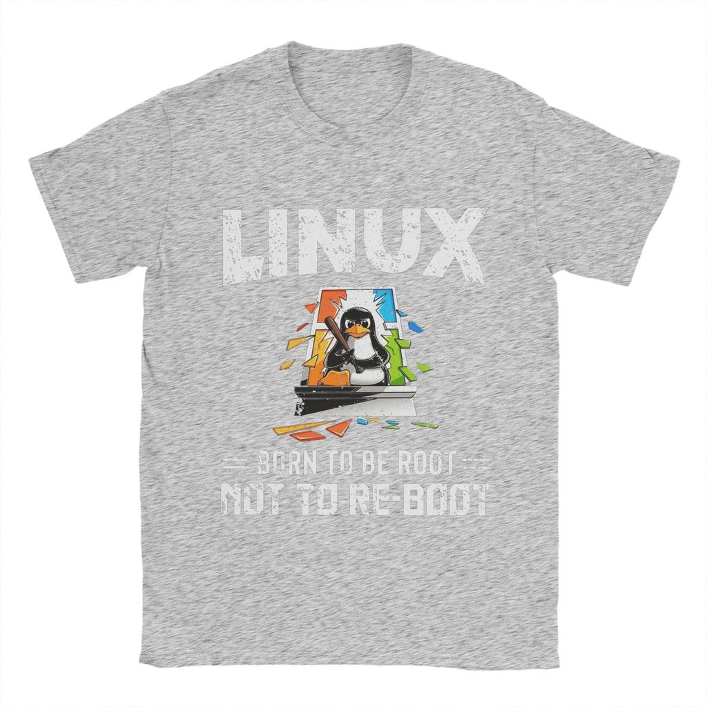 Men T-Shirts Linux   Windows Vintage Cotton Tees Short Sleeve  T Shirt Crew Neck Tops 4XL 5XL