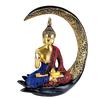 Decorative Buddha Idol for Home | Resin Meditating Buddha Statue In Moon Frame | Spiritual Showpiece