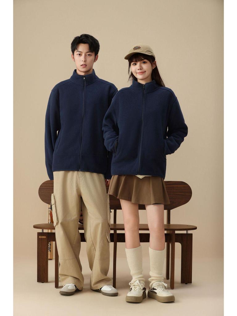 Autumn/Winter Fleece Stand-Up Collar Sweatshirt with Custom Logo & Embroidery