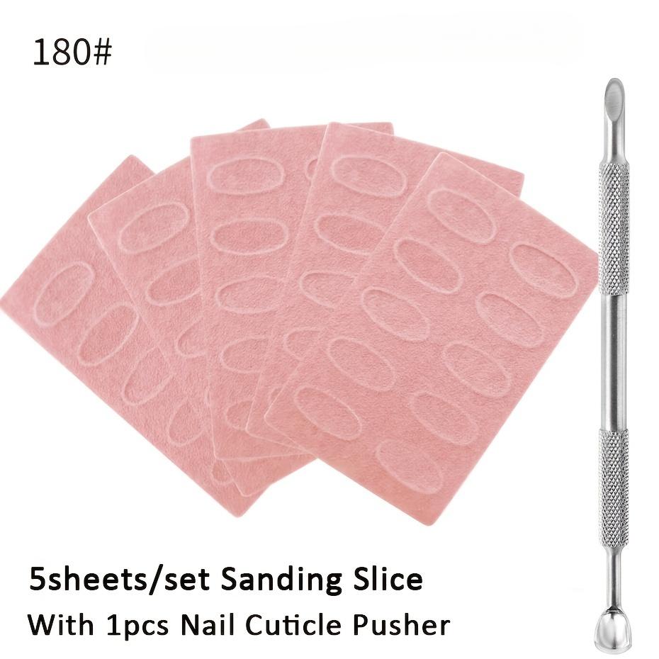 

6PCs nail art grinding tools set, 1pc stainless steel cuticle pusher with 5pcs Pink nail buffing files for manicure pedicure