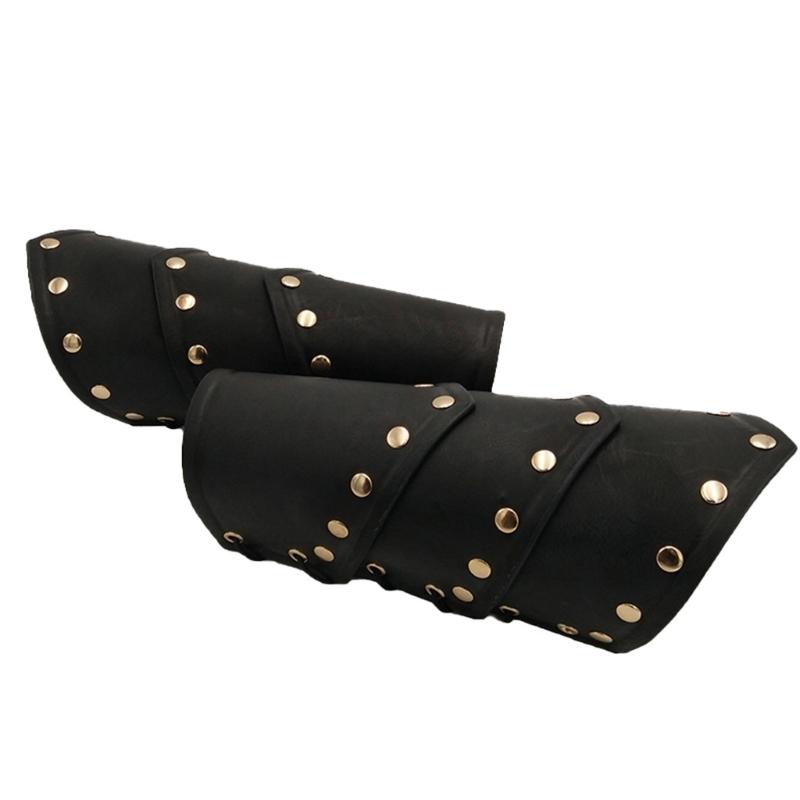 Vintage Renaissances Arm Guards Viking Arm Bracer Three-layer Rivet Faux Leather Arm Armors Costume Stage Props
