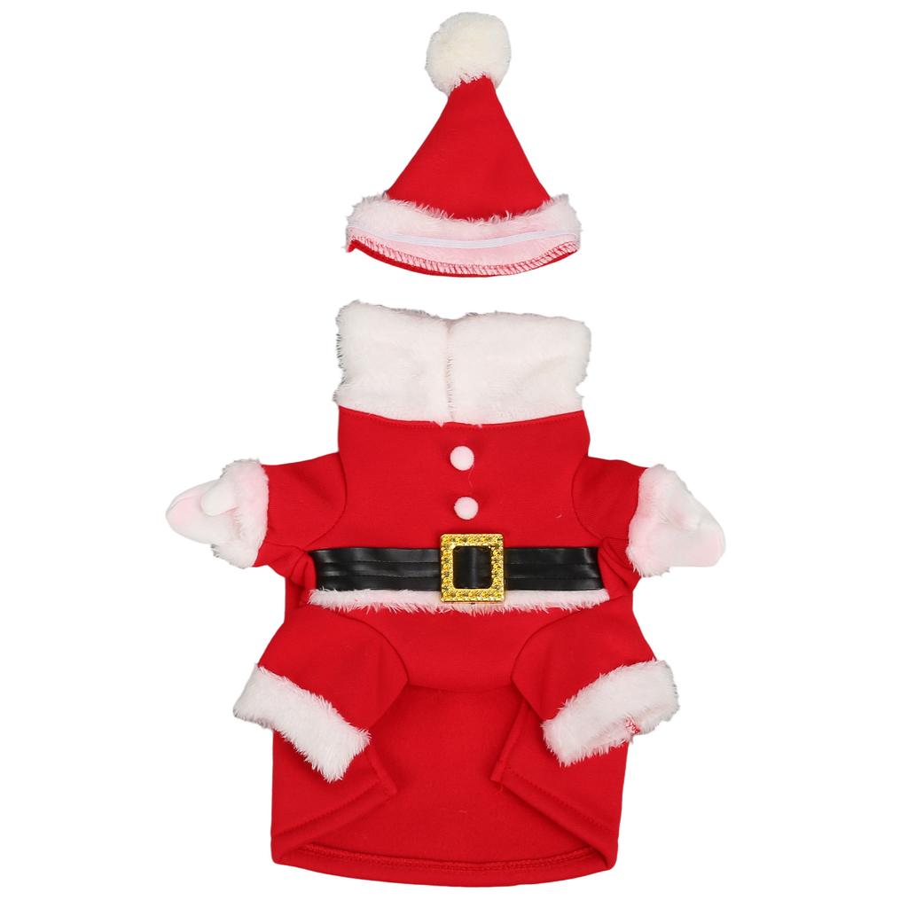 Dog Christmas Costume Warm Cute Skin Friendly Pet Puppy Christmas Suit with Hat for Daily Party Red White XL
