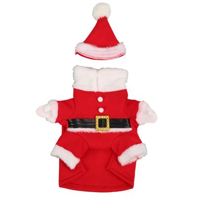 Dog Christmas Costume Warm Cute Skin Friendly Pet Puppy Christmas Suit with Hat for Daily Party Red White XL