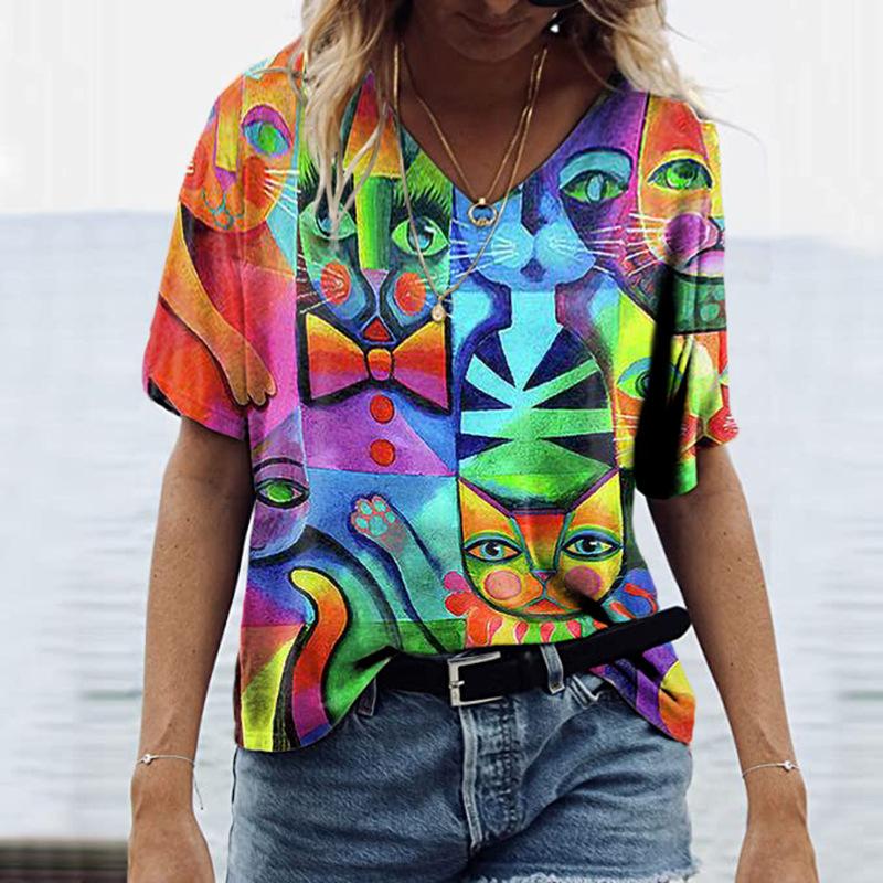 Summer New 3d Printe Women's Clothing Spring/Summer New Style Loose Printed T-shirt