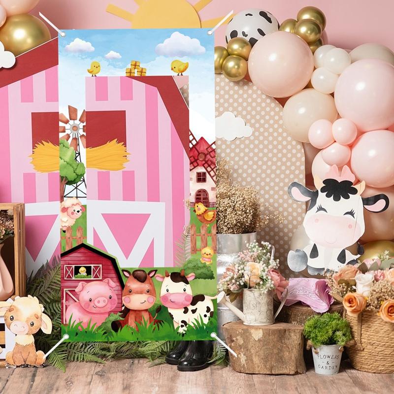 Farm Party Photo Booth Props Background Farm Photography Props Photo Booth for Birthday Baby Shower Party Supplies Backdrop