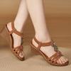 Women'S Boho Wedge Sandals Comfortable Low Heel Wooden Bead Rhinestone Comfortable Wedge Sandal Decorative Shoes For Women