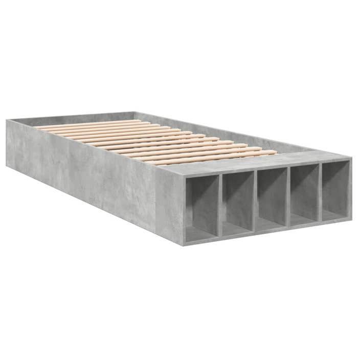 VidaXL Cadre de lit gris béton 100x200 cm bois d'ingénierie, lit, lit simple, lit de rangement, sommier, meubles de chambre, 3280604