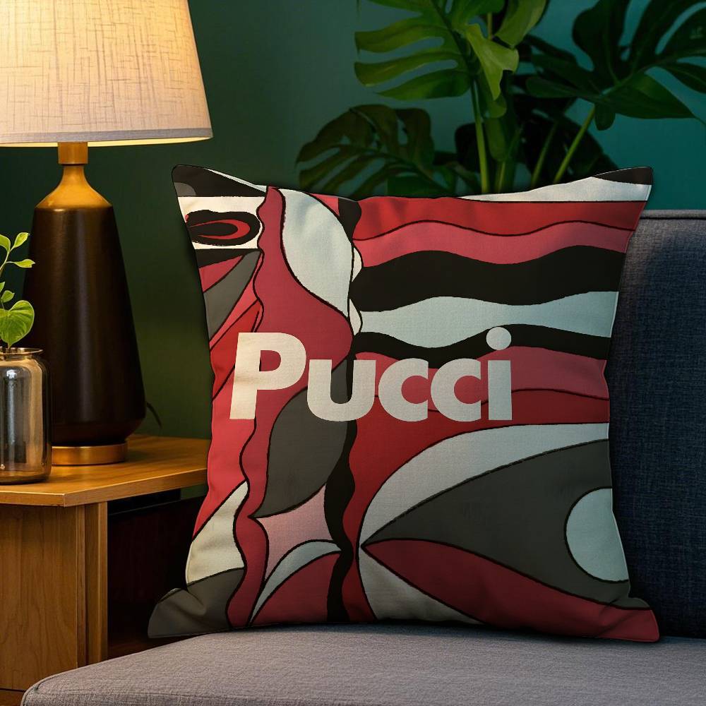 fashion EE-Emilio logo P-Pucci brand Pillow Case Anti-dustmite Pillowcase Invisible zipper silky short plush Sofa cushion cover