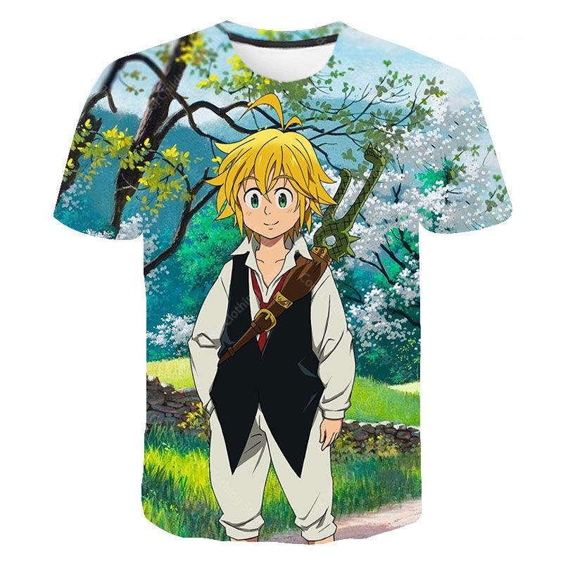 Seven Deadly Sins Cartoon Anime Game Print Summer T Shirt Fashion Kids Casual Boys Girls Round Neck Parent child clothing Top