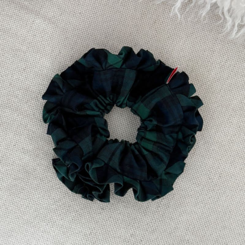 FANTASTIC PLANET flannel check scrunchie (GREEN)