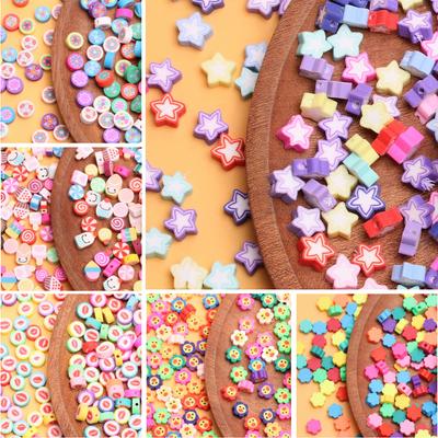 Blume Stern Runde Perlen Weiche Keramik Spacer Tonperlen Handgefertigt Lose Perlen Für Schmuckherstellung Bunte Schmuckaccessoires 10Stk DIY Armband Neu