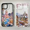 Hot Air Balloon Castle Snow Landscape Phone Case For iPhone 17Pro 16 15 14 13 12 11 Pro Max XR 7 8Plus New Year Christmas Cover
