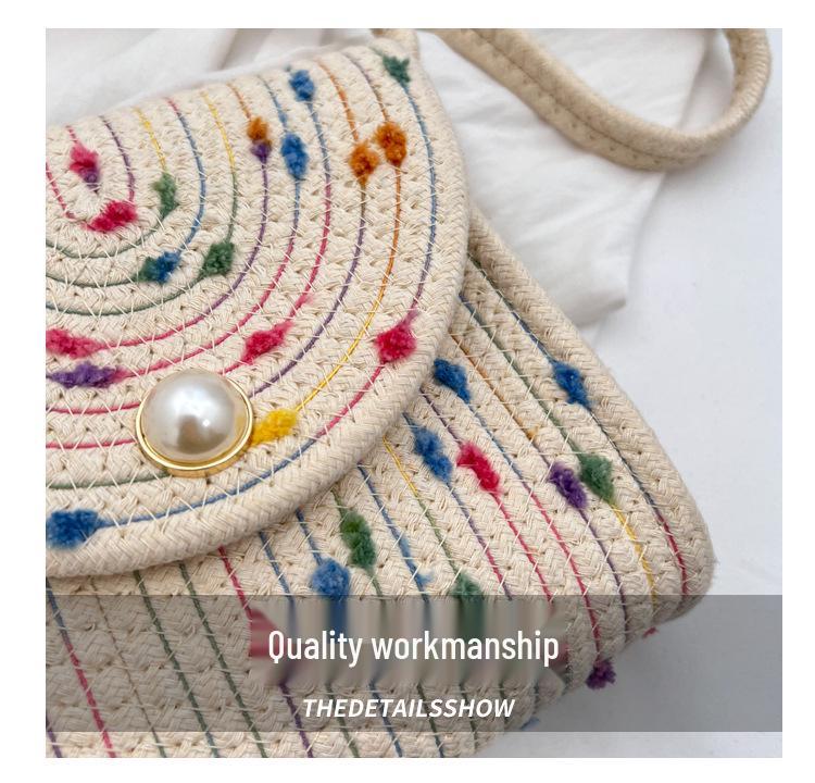 Summer Straw Woven Small Square Crossbody Bag: Fashionable Versatile Handmade Beach Accessory for Women