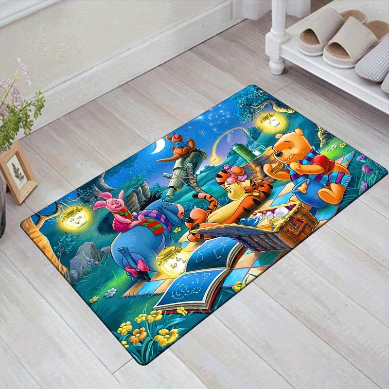 

1pc Winnie and Mickey Mouse Pattern Area Rug Soft Flannel Floor Mat for Living Room, Bedroom, Sofa Coffee Table Floor Mat, Machine Washable 60cm by 90cm