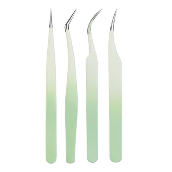 False Eyelash Tweezers for Eyelash Extension Stainless Steel Tweezers with Curved And Elastic Handle Makeup Eyelash Tool for Professional Makeup