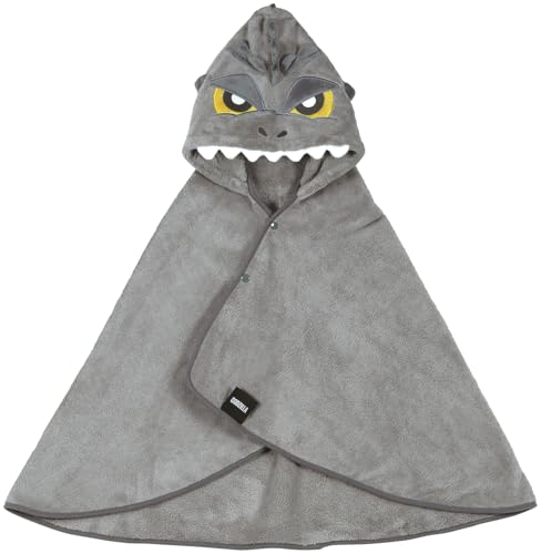 Skater Kids' Bath Poncho with Hood, Quick-Drying, 108 X 92cm, Godzilla Design, Boys' BPO1-A