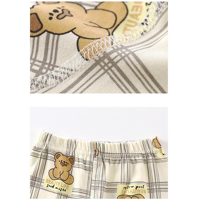 100% Cotton Kids Thermal Underwear Set Long Sleeve Pants Soft Sleepwear Homewear Cartoon Print Comfortable A Class Safety