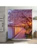 Cherry Blossom Path by the Lake Waterproof Shower Curtain Heat Resistant Machine Washable Non-Transparent 180x180cm