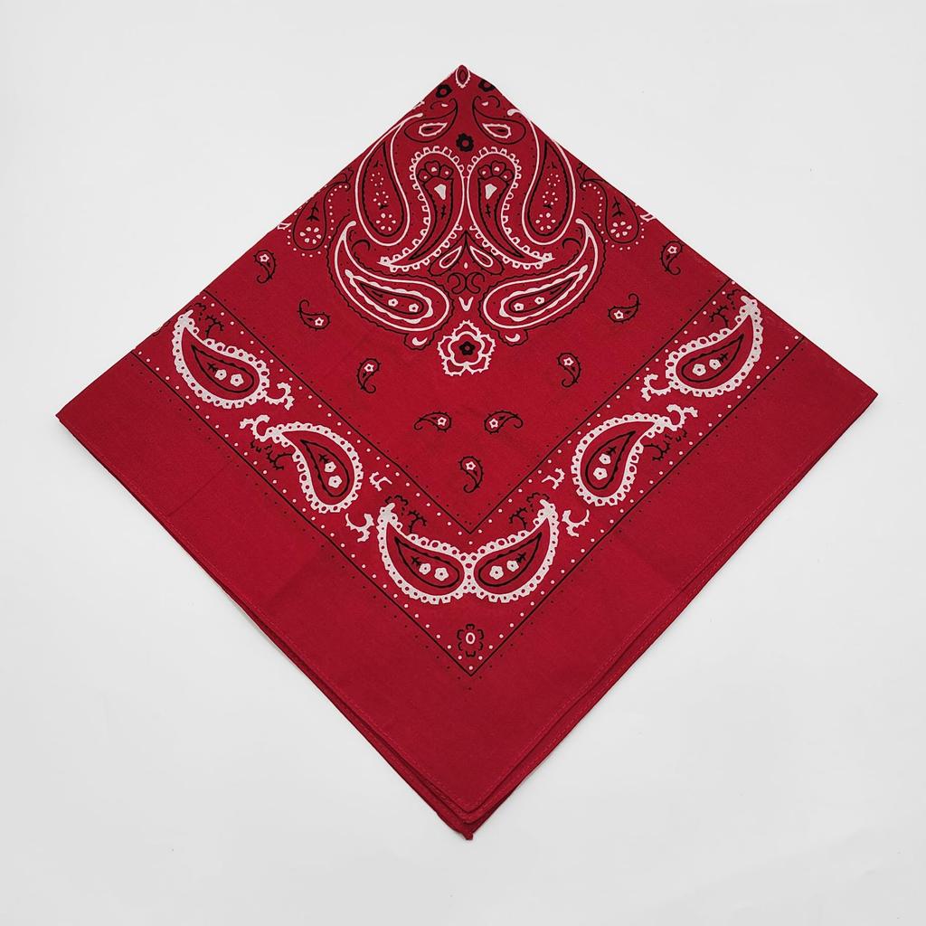Trifong Bandana Red 100% Cotton Adult Men Paisley Pattern Cotton Handkerchief Large Bandana Unisex 55cm x 55cm
