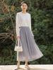 Feiyuan Women's Versatile Pleated Mesh Midi Skirt - Early Spring, Breathable, Large Hem, Commuter Style.