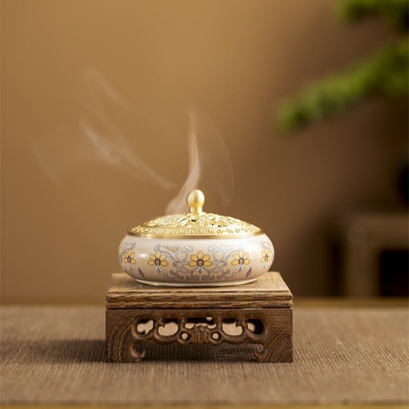 Ceramic Incense Burner with Incense Handmade Smudging Burn Bowl for Stick or Coil Incense Sage Cones Frankincense and Mosquito