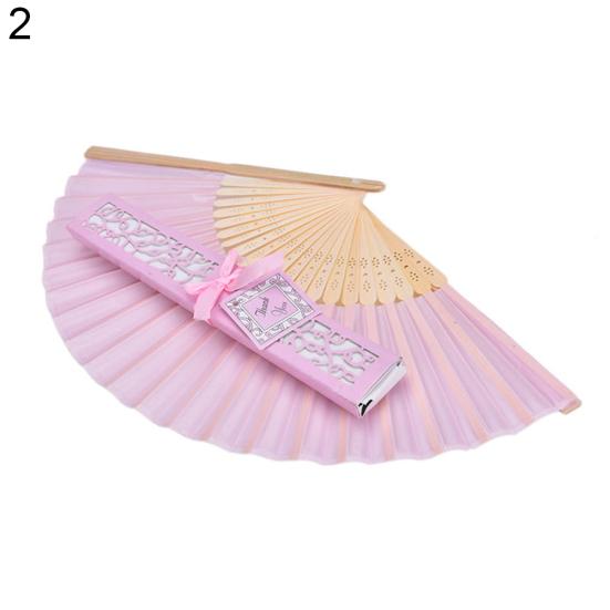 Bridal Hand Held Folding Fan Wedding Party Favors Guests Gift with Storage Box