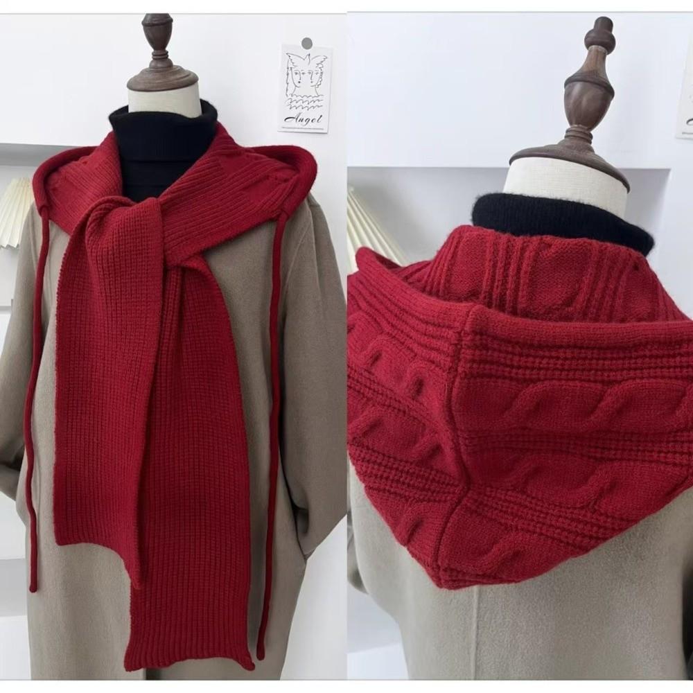 New Winter Warm Shawl Balaclava Hats Integrated Thicken Beanies Caps Ear Protection Soft Hooded Scarf