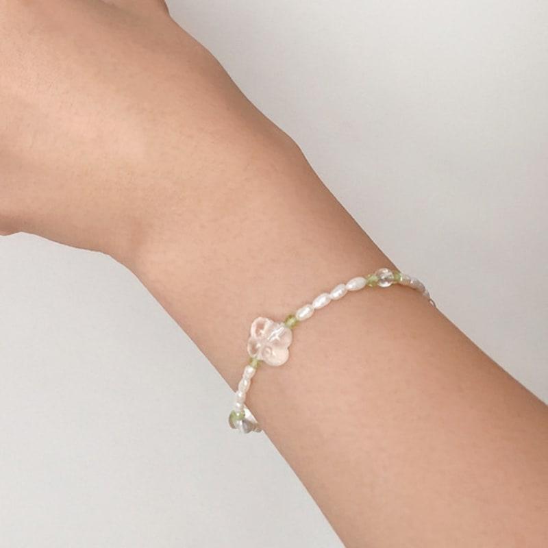 warmrecord Silver 925 Lucky green Bracelet_B011