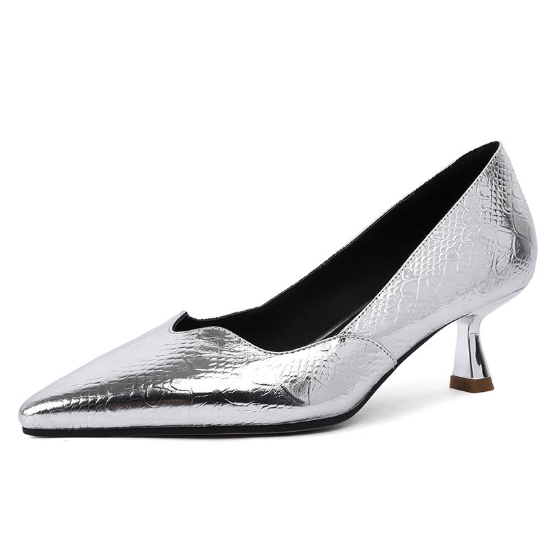 Fashion Women's new pointed leather minimalist banquet high-heeled plus size work shoes princess shoes wedding shoes