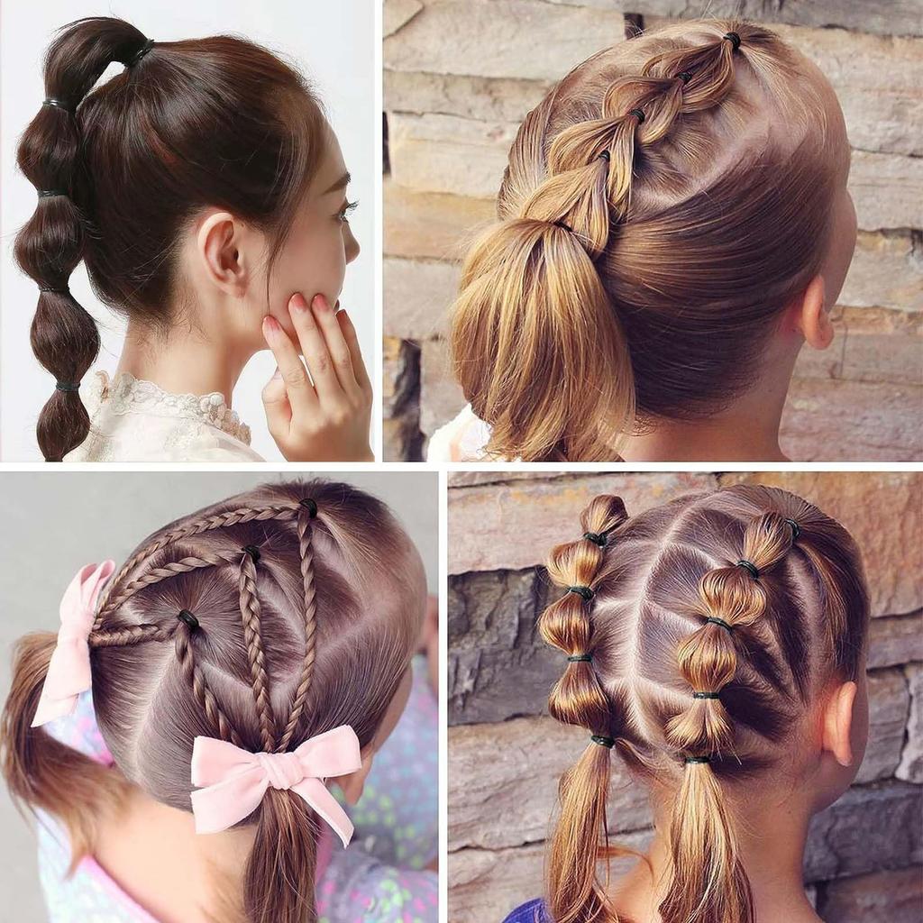 Disposable Silicone Hair Ties for Kids (Approx. 500 Count) Baby Hair Ties, Small, Black, PU Rubber Bands, Birthday Decorations, Hair Ornaments, Hair