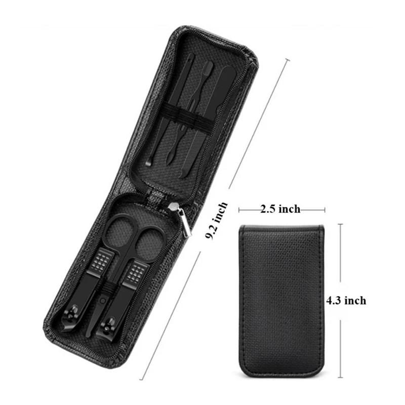 6 Stück Tragbare Maniküre-Sets Pediküre-Kits Glänzend Schwarz Nagelknipser-Set Körperpflege-Werkzeuge Augenbrauenschere