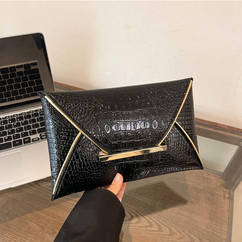 Fashi Crocodile Pattern Envelope Clutch Women's Handbags For Gifts, Designer Casual Ladies Purses Phe Pocket