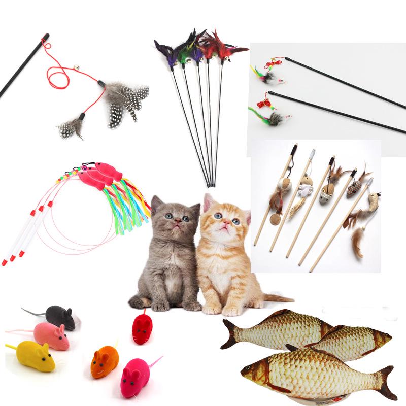 Interactive Cat Teaser Toy: Sounding Mouse & Simulation Fish Exercise Pole