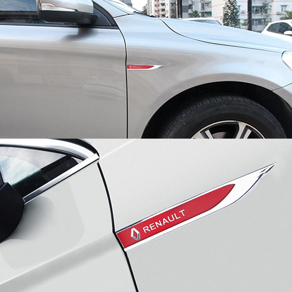 2pcs 3D Metal Car Fender Side Wing Blade Badge Emblem Sticker For Renault DACIA Fluence Scenic Loguna Twingo Fluence Megane Clio HH49