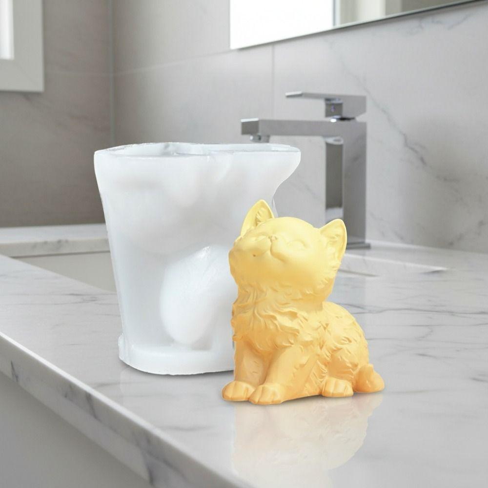 3D Dog Silicone Candle Mold Sitting Cat Ice Cube Mold Multifunctional Pudding Mold Easy To Demold