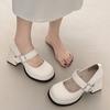 Fashion Elegant Chunky Heel Mary Jane Shoes Women 2025 Crystal Buckle Strap Platform Pumps Woman Thick High Heeled Party Shoes Ladies
