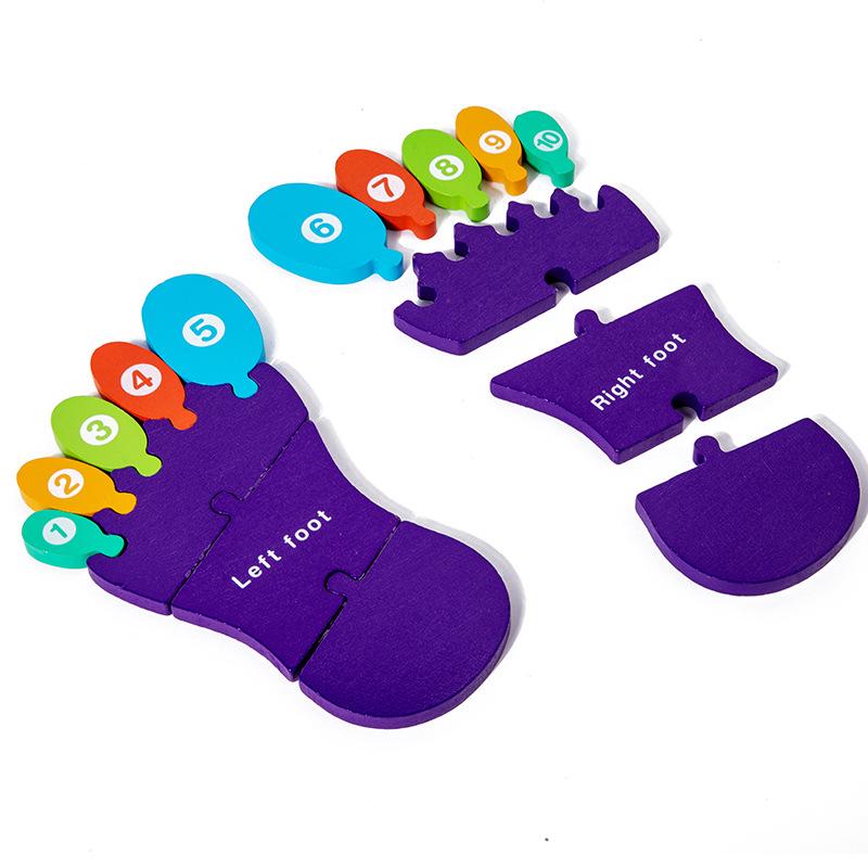 3D Wooden Puzzle: Hand, Foot, & Sole Cognitive Blocks for Early Childhood Education