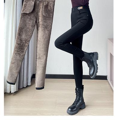 Women's Winter Warm High Waisted Cotton Pants with Plush Leggings