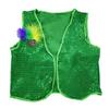 Sparkling Irish Green Sequined Vest for Cospaly Party Nights Festival Celebrations and Role Play Costume Perfection