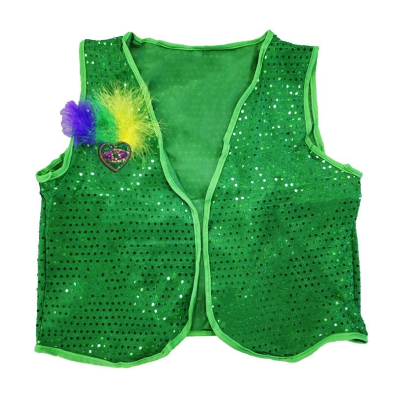 Sparkling Irish Green Sequined Vest for Cospaly Party Nights Festival Celebrations and Role Play Costume Perfection