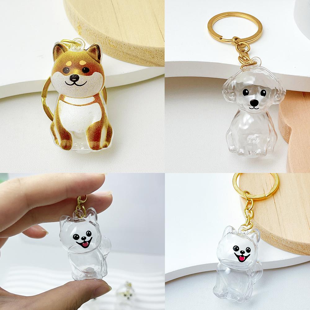 50pcs Cute Transparent Plastic Keychain Dog Hair Storage Keyring Bag Car Pendant For Family Member Souvenir Gift