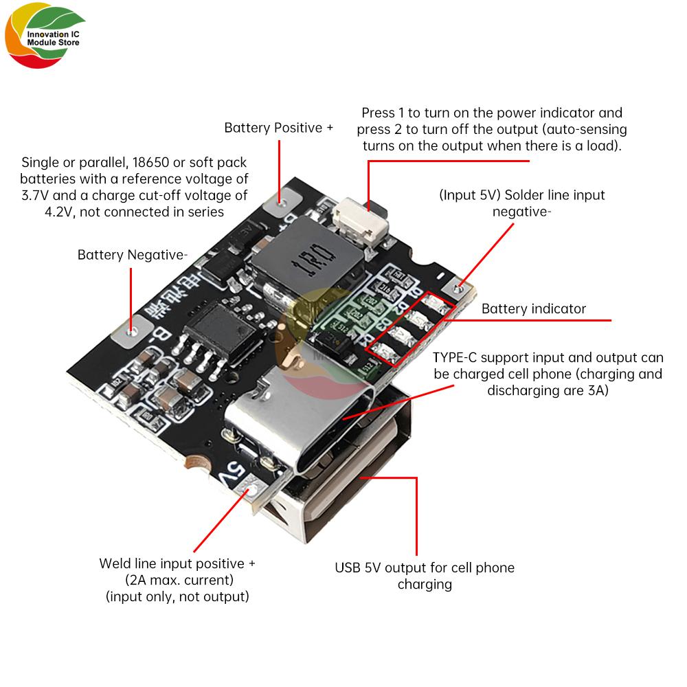 5V3A Charging And Discharging Integrated Module 3.7V4.2V Power Board Charging Protection Module Mobile Power Bank Accessories