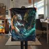 White Tiger  Print Flannel Blanket, High quality Comfortable for All Seasons, Home Decor, Warmth and Comfort